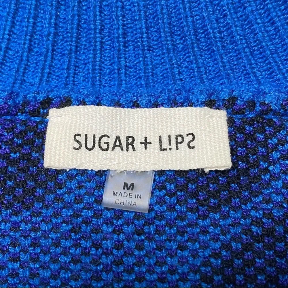 Sugar Lips Blue Animal Print Oversized Long Knit Cardigan Women's Size Medium
